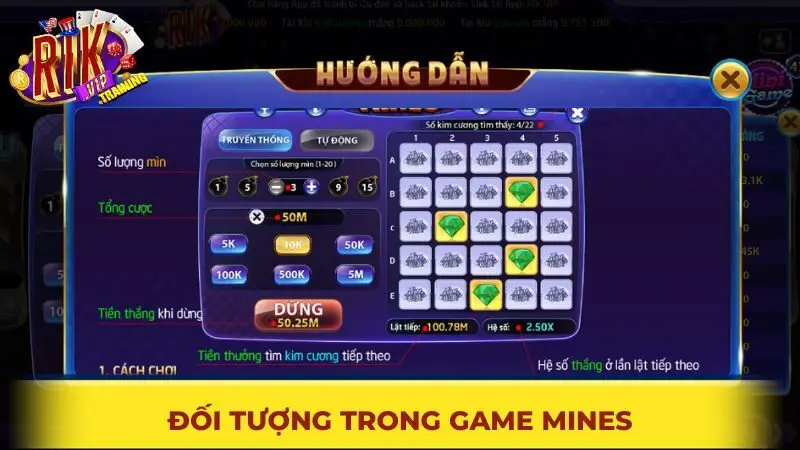 Các đối tượng xuất hiện trong trò chơi Mines Rikvip