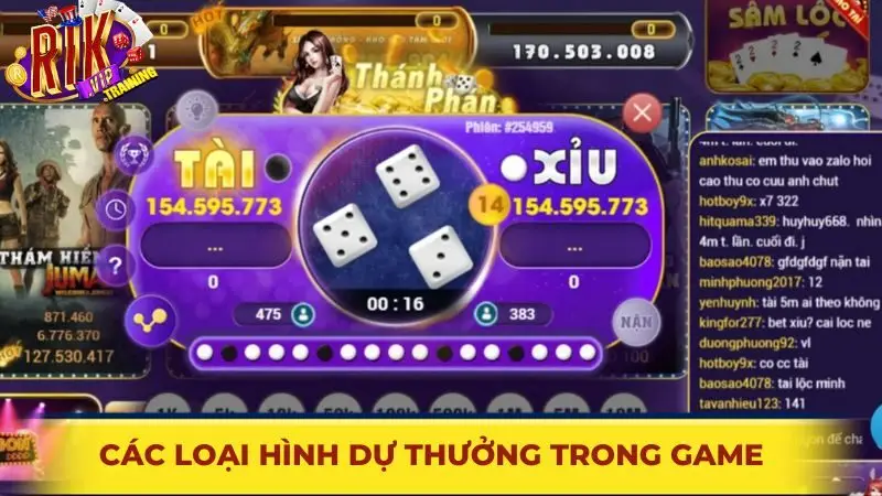Các loại hình dự thưởng trong game tài xỉu Rikvip