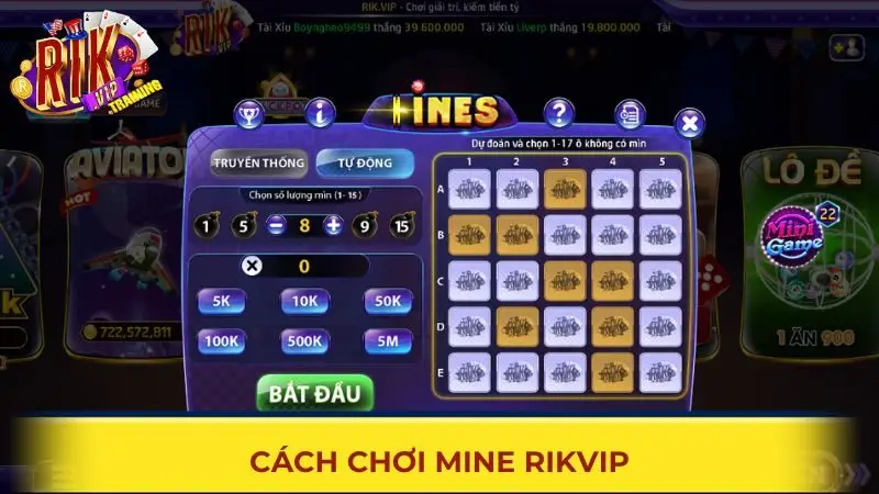 Cách chơi Mine Rikvip tự động tại cổng game Rikvip